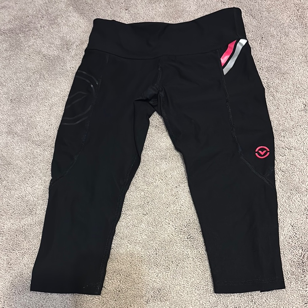 Virus Black and Pink Leggings High Waist Performance Wear